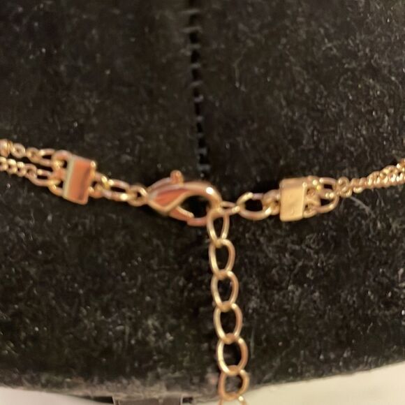 Double stranded bar and cluster necklace w/0.5” circular cluster/2” bar pendants - Picture 6 of 12